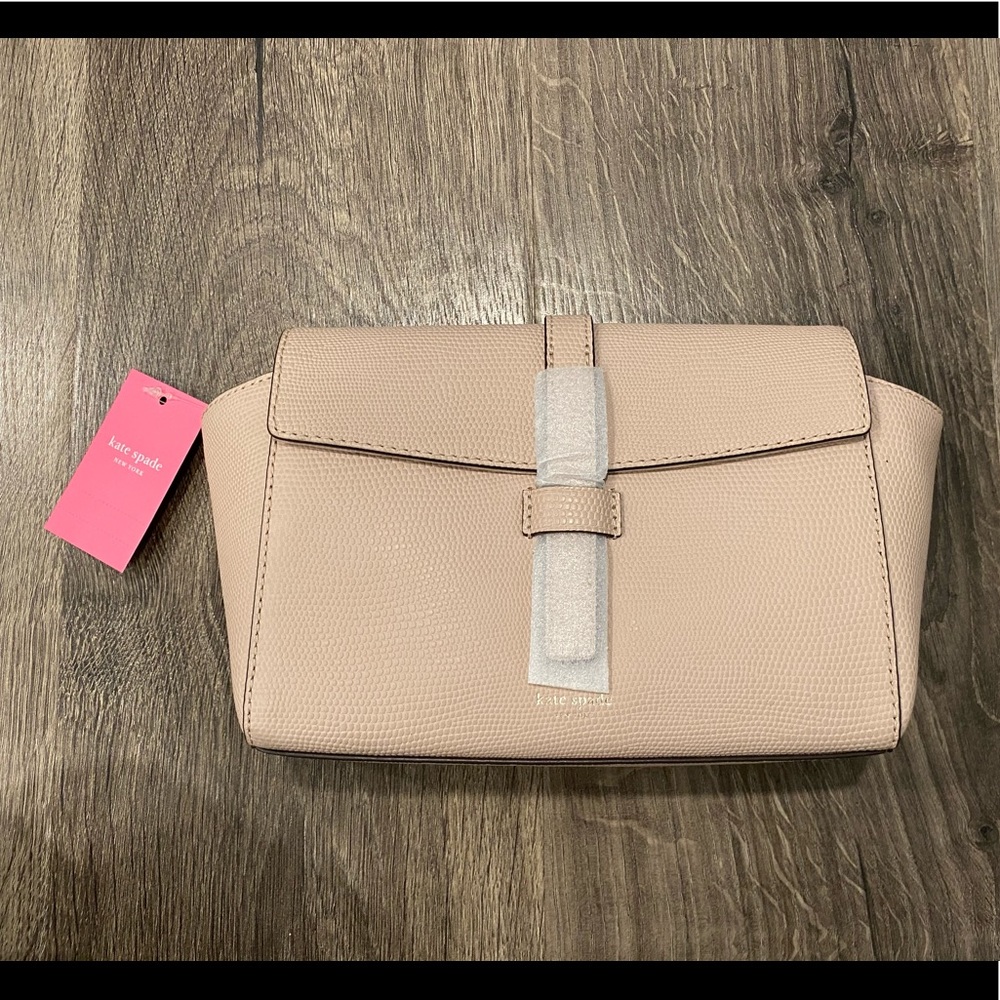 NEW Kate Spade Beige Pink & Gold Emmie Crossbody Designer Bag BarbieCore - Picture 4 of 8